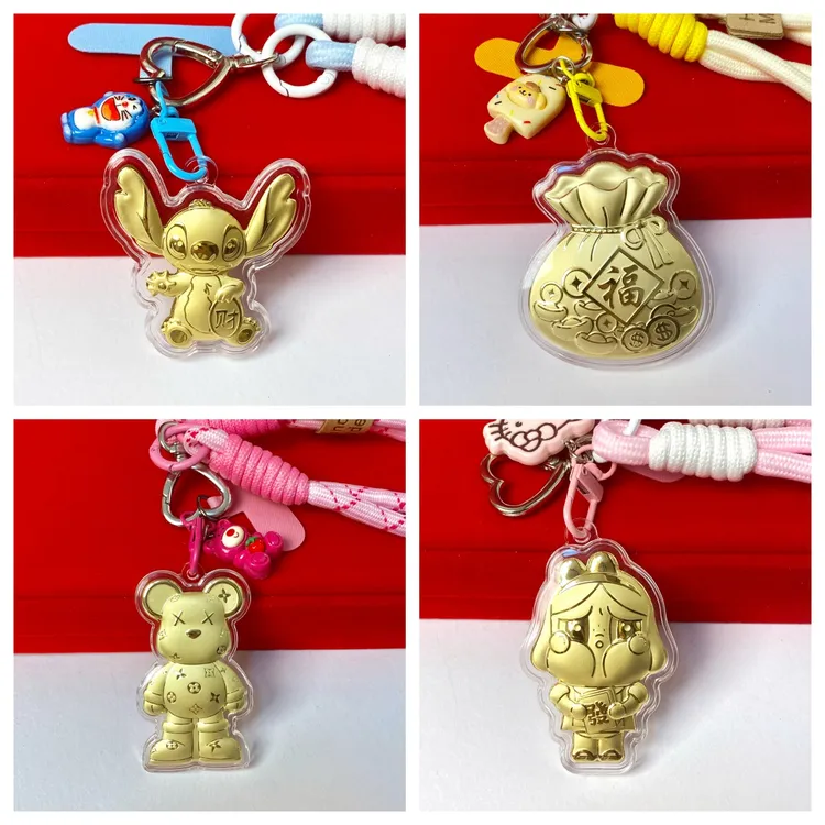 含金工艺品史迪仔小奶龙福袋醒狮小新水贝爆款可爱创意挂件送礼