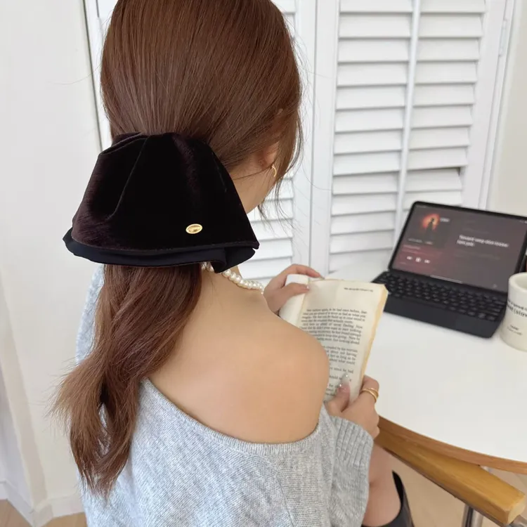 发夹秋冬黑色可爱网红发卡气质边夹低马尾头绳抓夹发箍