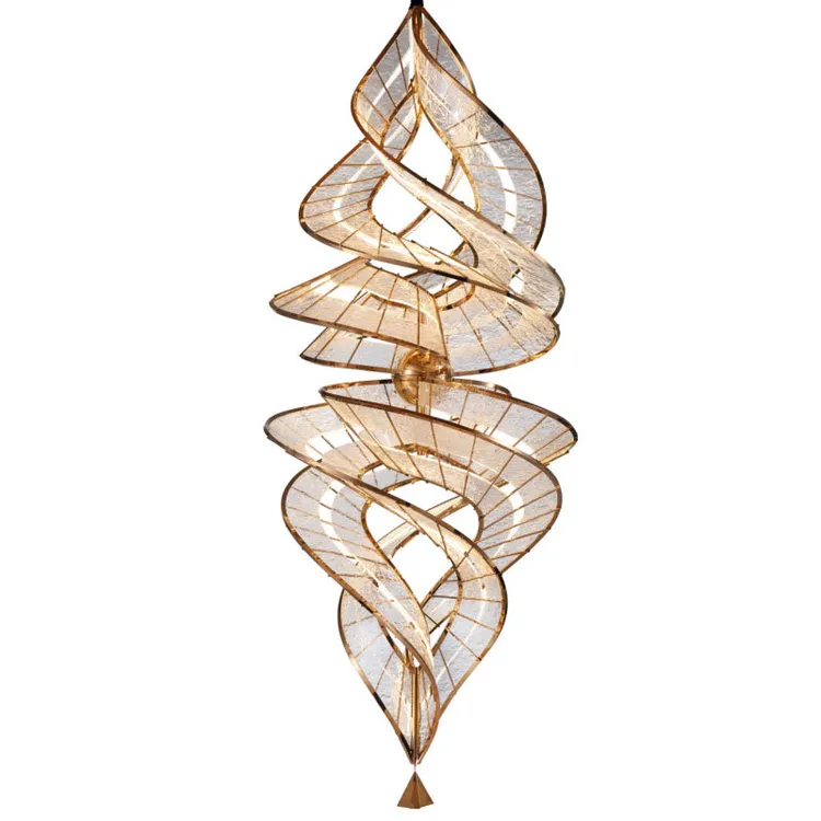 2025设计师新款复式楼别墅挑空客厅大吊灯loft挑高中空楼梯长吊灯