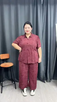 90-240斤特大码加肥加大中老年胖妈妈翻领洋气冰丝弹力夏季套装女