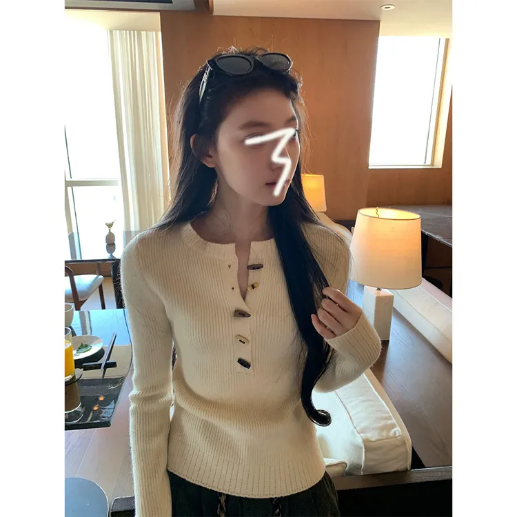 【暖白漫叙】6-8运补韩系亨利领毛衣女秋冬内搭针织长袖上衣