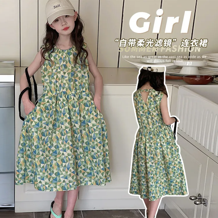 女童连衣裙夏季2025新款韩版儿童棉布公主裙女孩背心高级感裙子潮