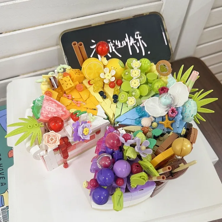 积木生日蛋糕网红高颜值女孩生日礼物创意摆件儿童益智拼装玩具