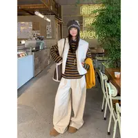 宋正恩【茶茶】质感灰调~杏色洗水棉休闲裤