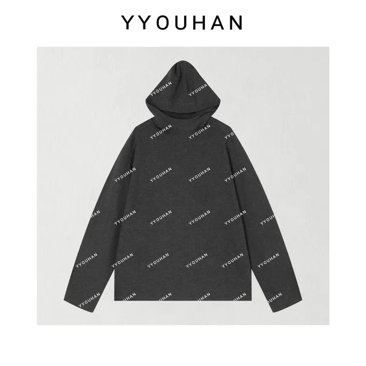 YYOUHAN 2025新款【量子灰】小众设计肌理感打底连帽帽衫 2508C4750
