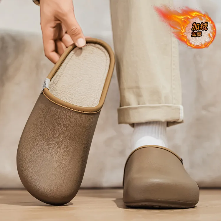 2025新款防水eva壳子拖鞋女秋冬季室内家居保暖加绒棉拖鞋男