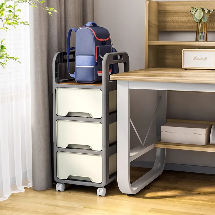 书包置物架可移动小推车书本收纳架神器家用多层放书包桌下滑轮柜
