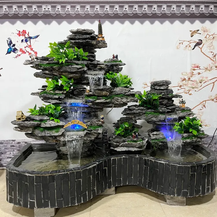 大型真石天然原石假山鱼池水景摆件瀑布流水喷泉庭院阳台造景装饰商品图