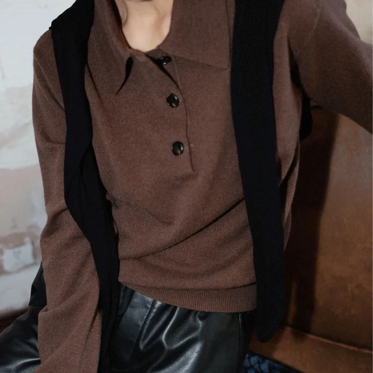 TT设计师【岁岁暖】职场风新款时尚百搭羊毛针织polo衫TT191172