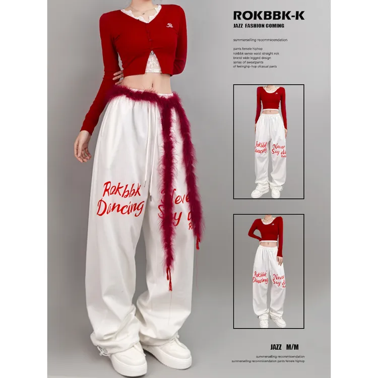 ROKBBK-K/布韩街舞潮牌爵士jazz休闲运动长裤女嘻哈宽松跳舞服装