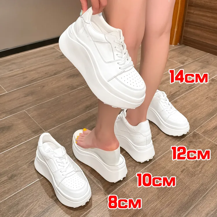 张匠人14公分厚底隐形内增高女鞋12cm小个子高级不累脚网红小白鞋