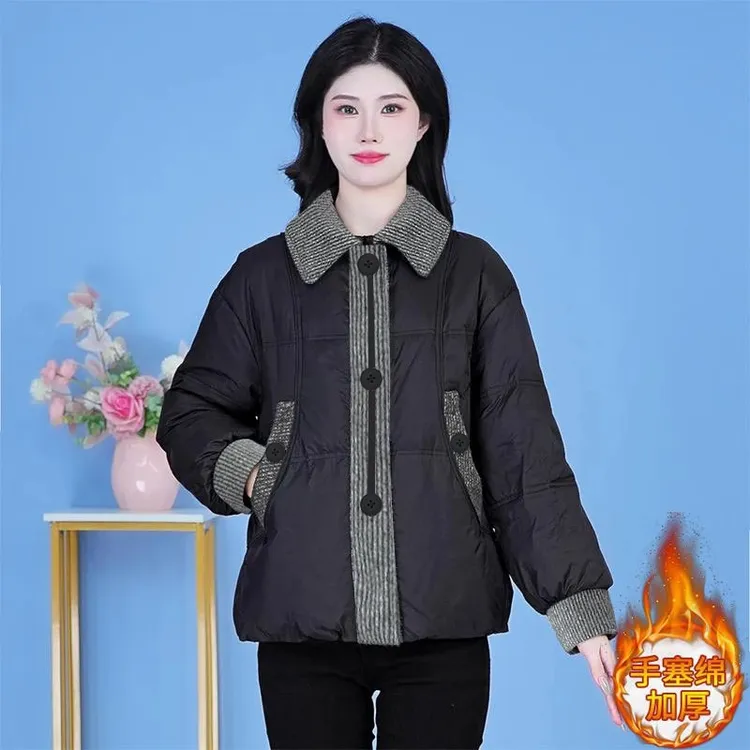 时尚洋气高级感宽松棉服女2025年秋冬季新款保暖加厚显瘦短款外套