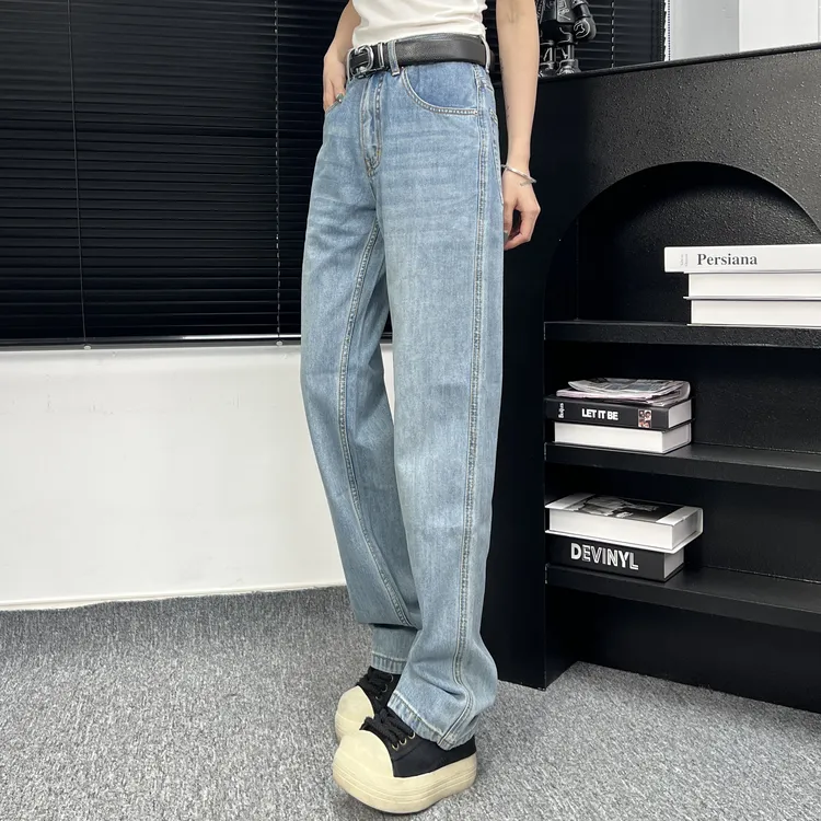 【Ashley】春款新款Cleanfit浅蓝色美式复古直筒百搭牛仔裤水洗宽松