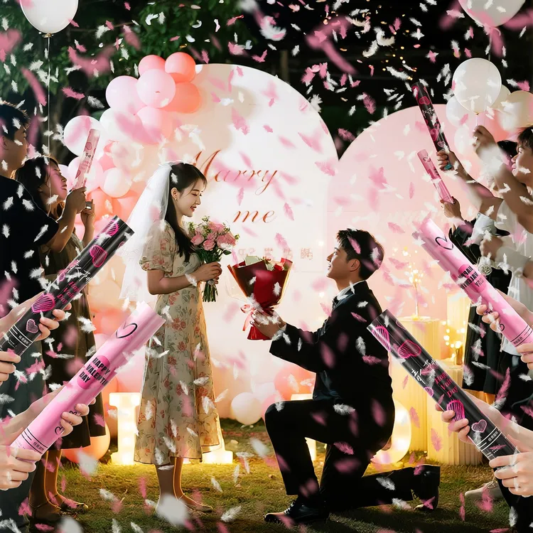 菲寻七夕情人节小礼炮仪式感浪漫羽毛求婚装饰道具氛围布置礼花筒