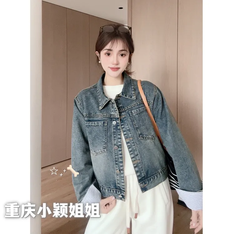 美式牛仔外套女短款2025年春秋港味复古设计感宽松小个子夹克上衣