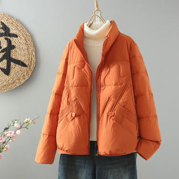 2025羽绒服女短款新款韩版时尚宽松白鸭绒小个子百搭冬季保暖2311