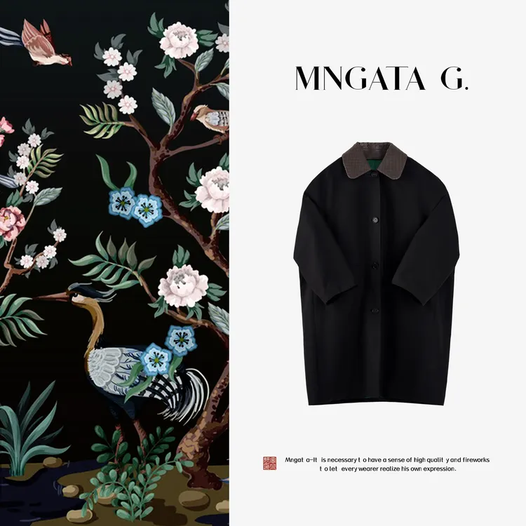 MNGATA G.宫小妍【编织领风衣】棉质早秋新中式中国风大衣5032676