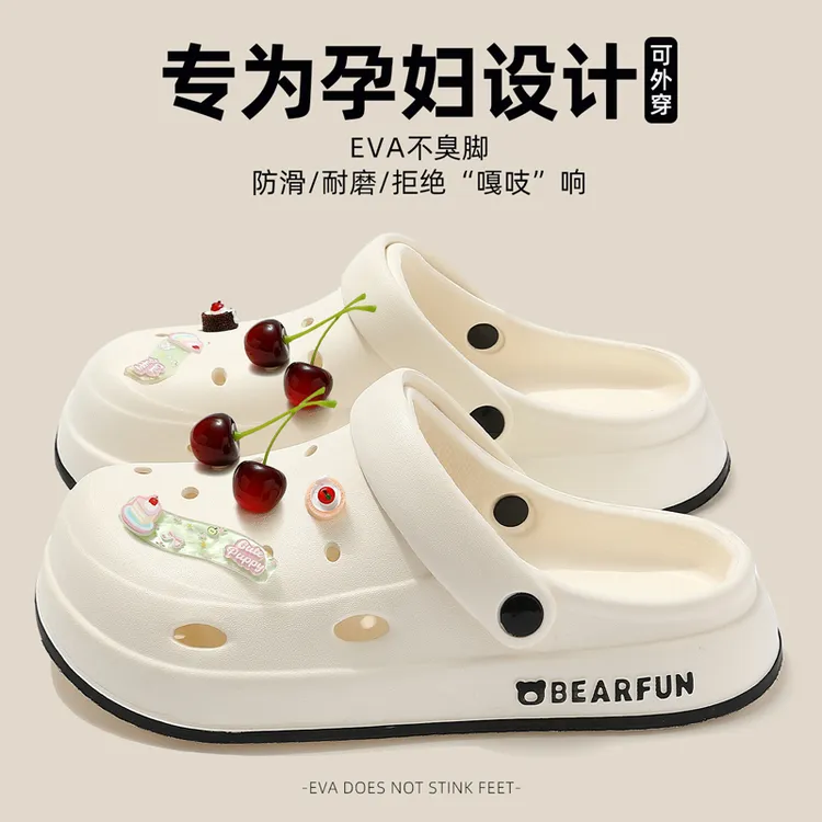 猫力可爱樱桃孕妇洞洞鞋女款夏季外穿软底防滑2025新款包头凉拖女