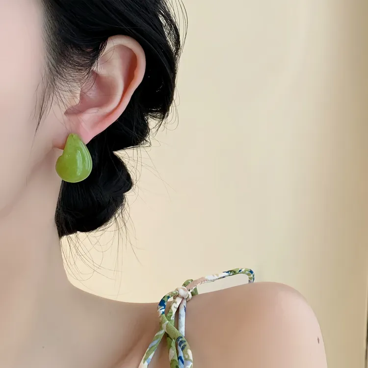 铜合金树脂耳饰 「醉清欢」简约水滴耳环蚊香盘无耳洞耳环气质耳钉
