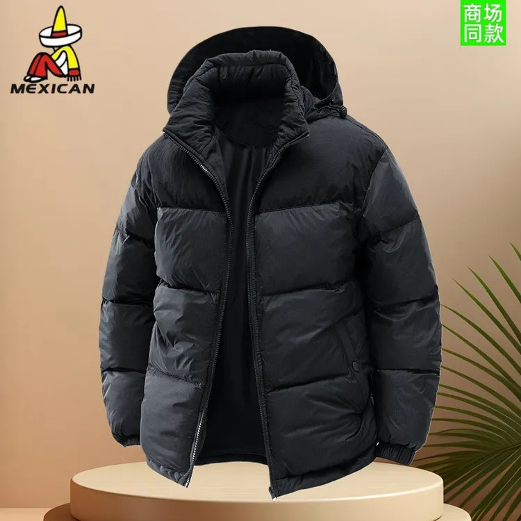 稻草人冬季男士加厚保暖棉服外套连帽可拆卸立领防风户外锁温棉衣