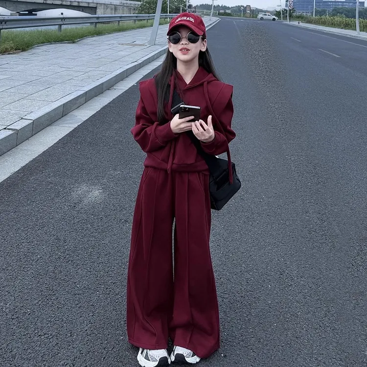 女童秋装套装2025新款韩系中大童网红女孩秋季运动休闲甜酷两件套