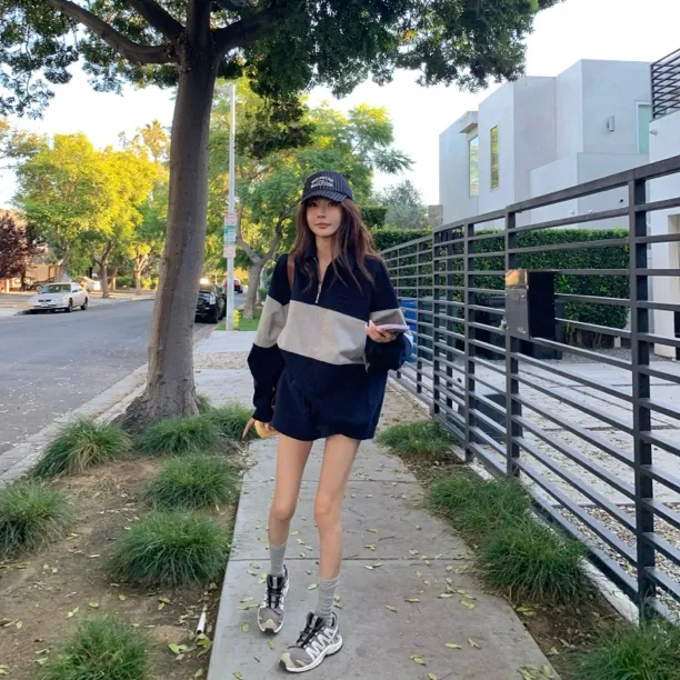 双十一狂欢价！【美街自由】撞色拼接百搭套头卫衣