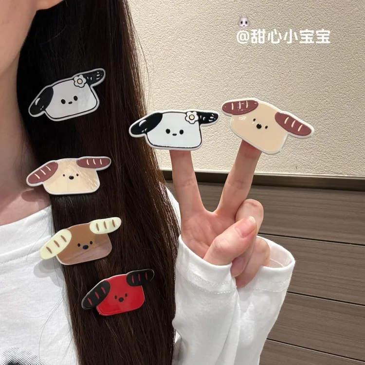 轻松可爱帕恰狗发夹卡通少女甜美ins鸭嘴夹ins风刘海发卡