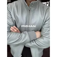 PIZHAN/皮展25  “T-F哈灵顿”  进口胎牛皮真皮夹克