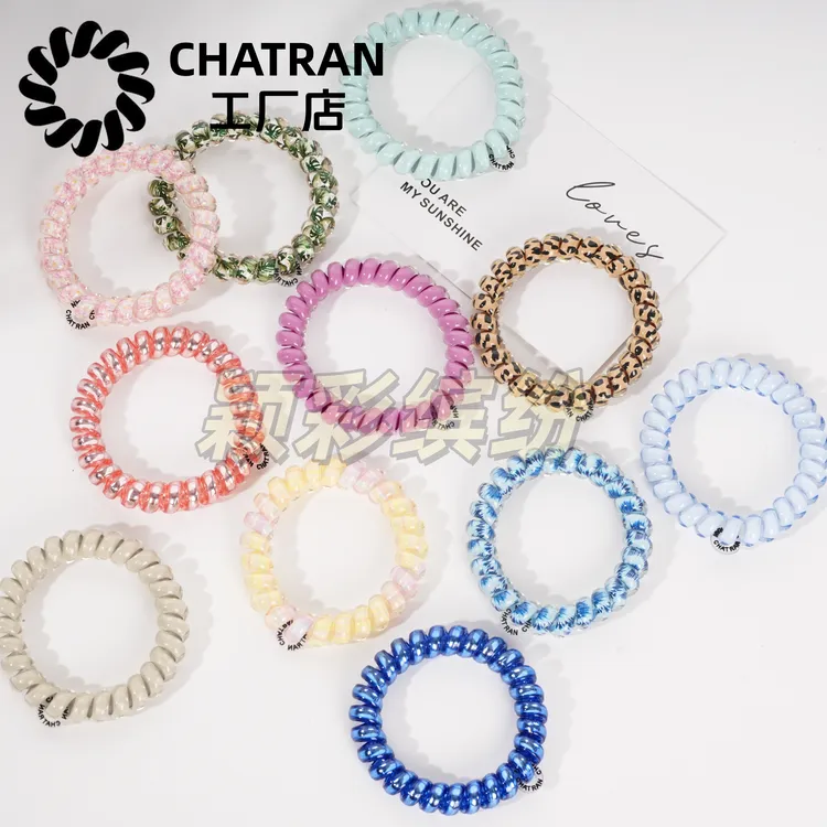 CHATRAN-时尚女彩色欧美风甜美风韩版电话线发圈 ins发圈发绳