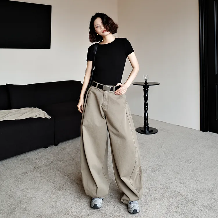 86262休闲裤女2025新款爆款宽松显瘦直筒简约时尚弯刀裤长裤子