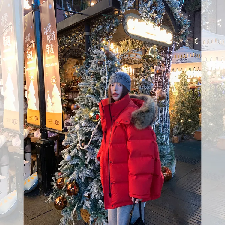 左边女装返场加大毛领外套2025秋冬新款90白鸭绒加厚机能羽绒服