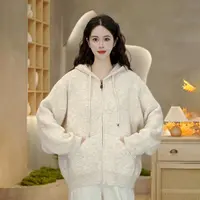 3908 秋季新款纯色连帽针织衫宽松显瘦时尚百搭开衫毛衣外套女