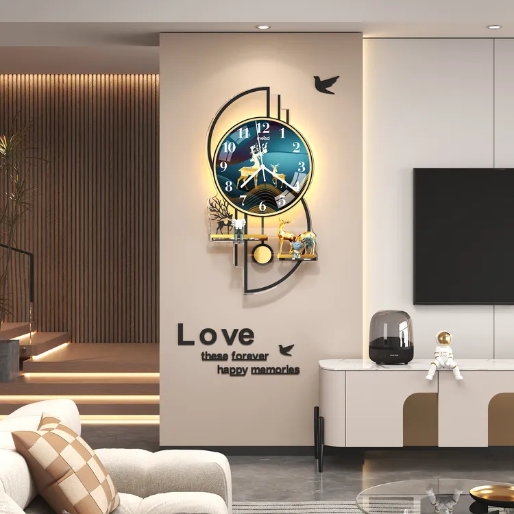 美世达挂钟客厅电视墙餐厅玄关家用钟表挂墙现代装饰挂表静音时钟商品图