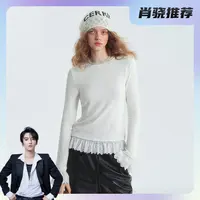 SOMESOWE【肖然好物】花瓣蕾丝暖绒打底T恤