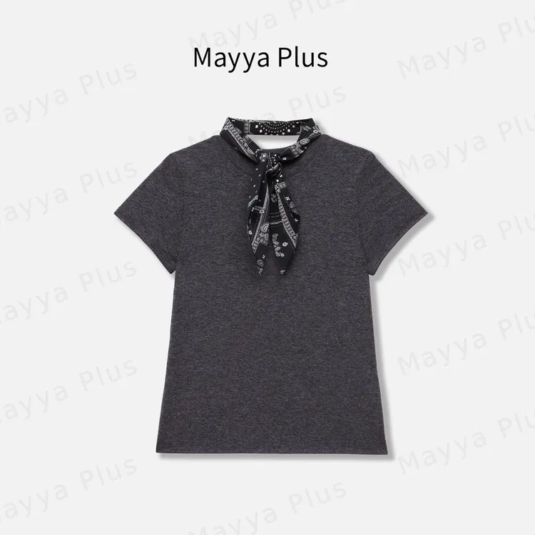 【浪漫书签】Mayya Plus麦芽定制韩系流光风短袖T恤上衣32536655AB