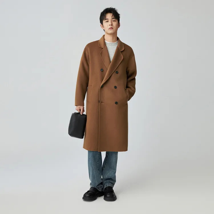 秋冬新品高端过膝超长款新品男士双面羊绒大衣羊毛呢外套风衣修身