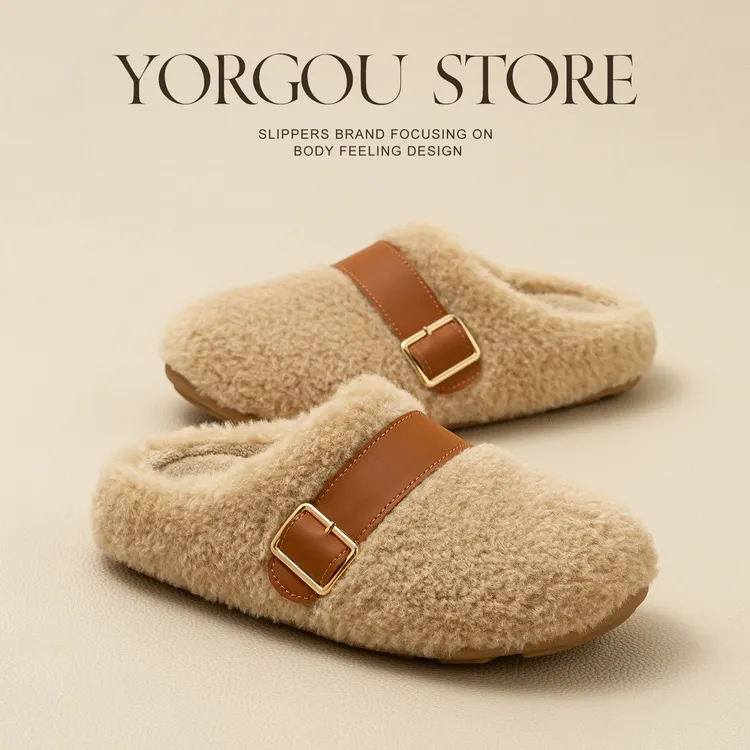 远港包头勃肯棉拖鞋女款冬季室内家居保暖加绒毛绒防滑拖鞋男冬天