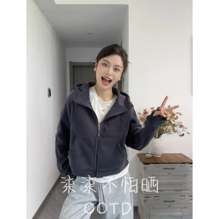 秋冬新款重磅750克双面奥粒绒美式连帽卫衣宽松休闲运动外套商品图