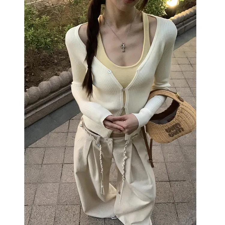 【粉花瓣吊带】春季简约显瘦修身百搭休闲吊带2025-NX11082