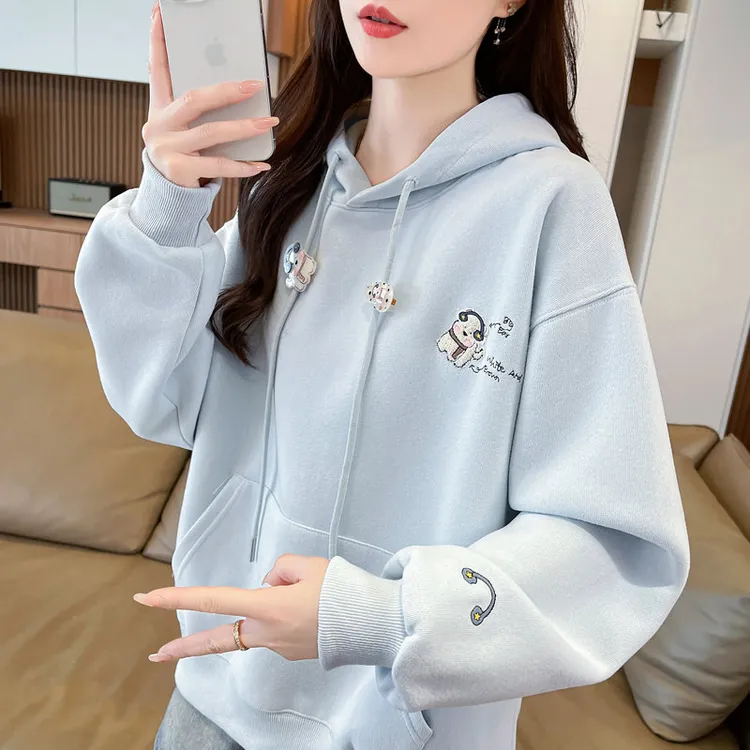 连帽卫衣女2025新款秋冬韩版宽松大码加绒加厚学生百搭小个子外套