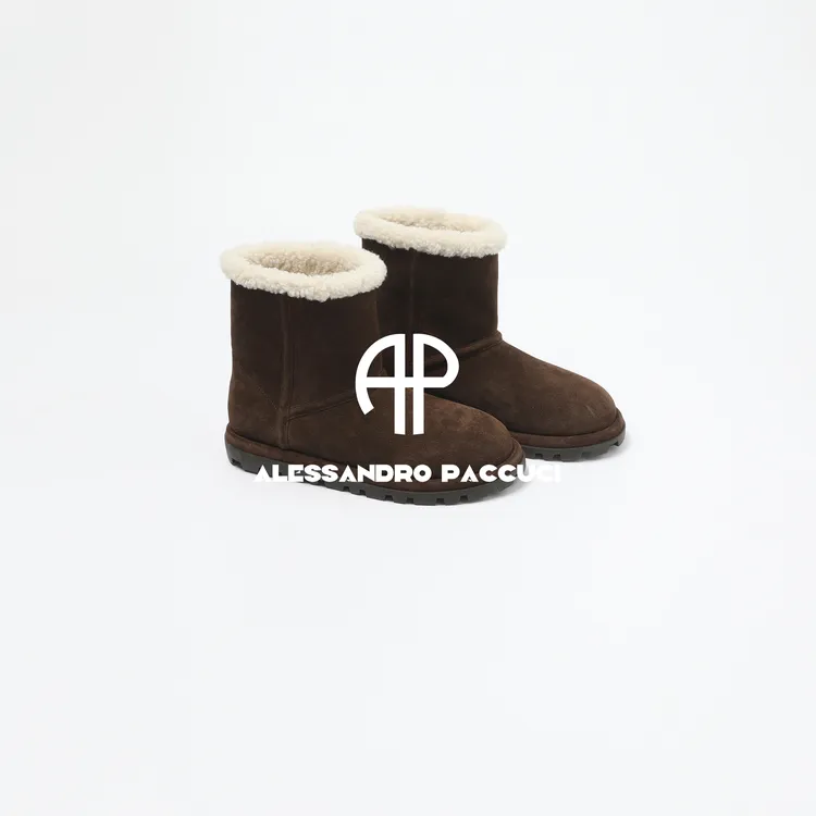 AP洛哥53130XX【星星底雪地靴/毛圈】牛反毛皮+羊皮毛一体高帮鞋