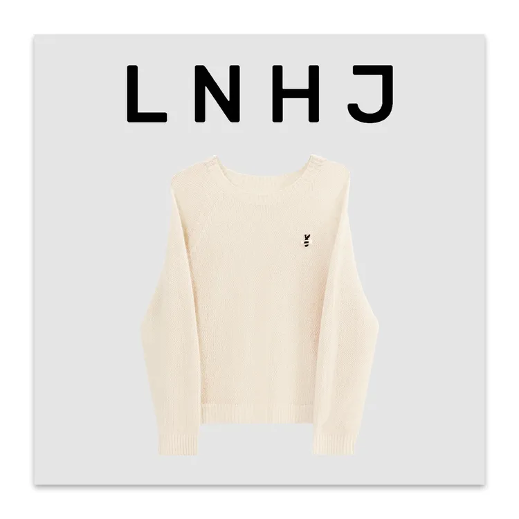 LNHJ【蜜蜂花园】无缝一体机精致小蜜蜂刺绣针织长袖套头毛衫