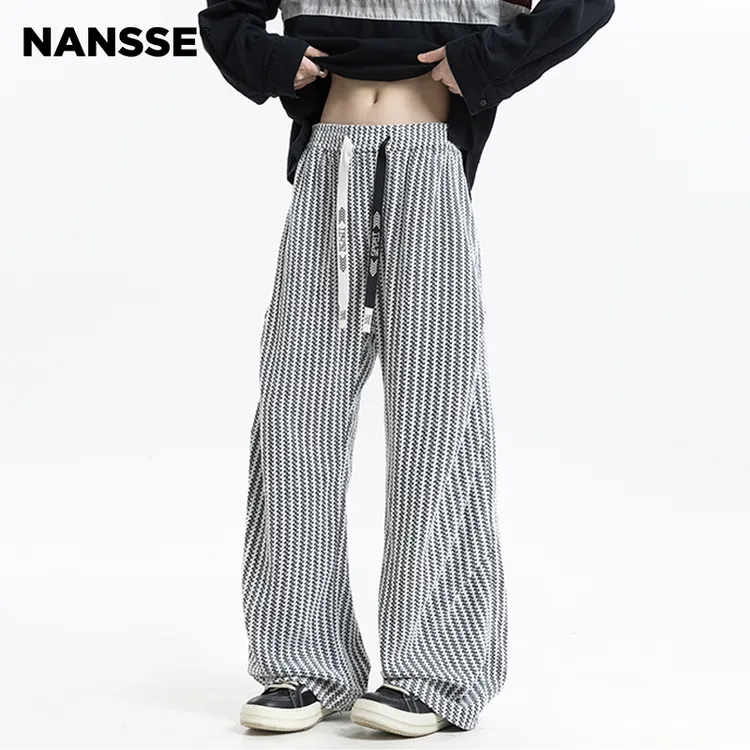 鱼骨纹美式潮流褶皱裤子男款秋季新款设计感休闲裤重磅褶皱直筒裤