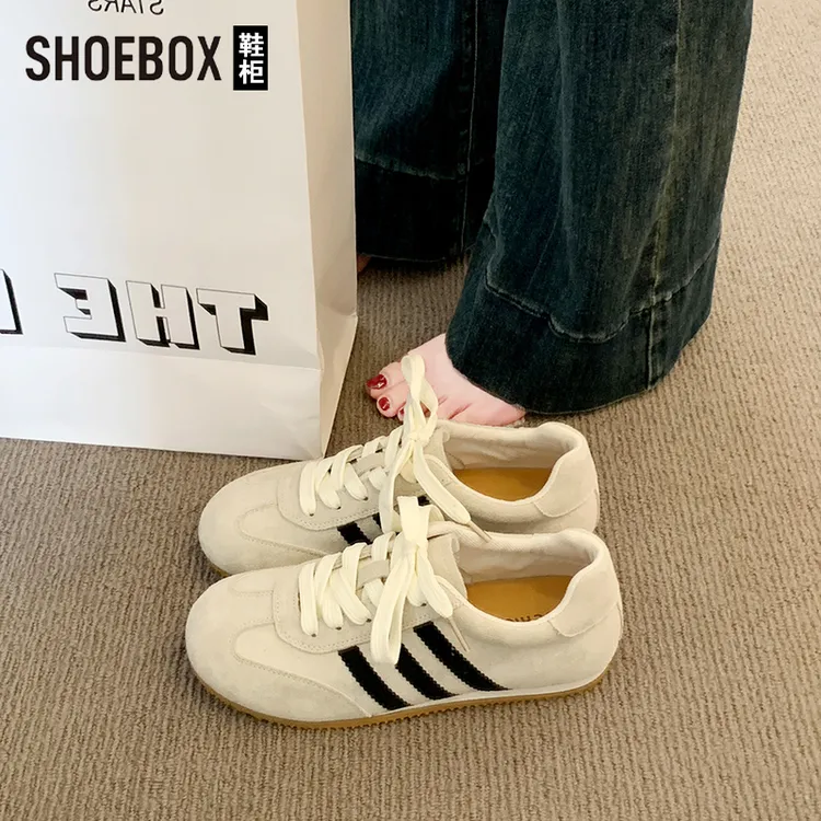 SHOEBOX鞋柜德训鞋平底小白鞋2025秋季复古百搭轻便运动板鞋女