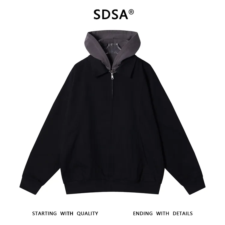 SDSA男士秋冬新款痞帅男装韩版拼接假两件夹克外套开衫时尚上衣