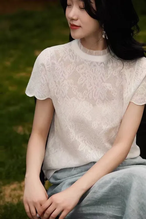 SS1230法式高级感独特别致很仙的上衣女夏洋气内搭毛针织衫打底衫