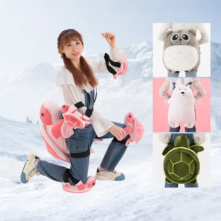 冬季滑雪护具乌龟毛绒玩具屁垫柔软可爱棕熊护膝护臀滑雪防摔垫