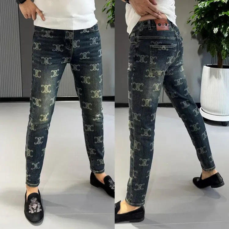 裤子男秋季新款春秋男做旧百搭小脚裤牛仔裤男款爆款2025新款