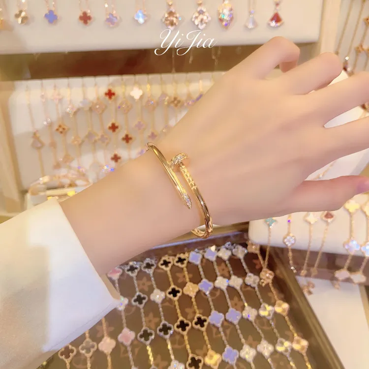 语花印 铜合金合成锆石手镯 时尚钉子手镯FS1226轻奢百搭气质小众