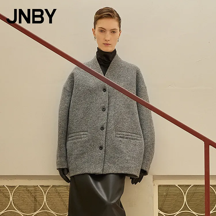 【商场同款】JNBY/江南布衣25秋新品绵羊毛呢大衣外套女5P9812290